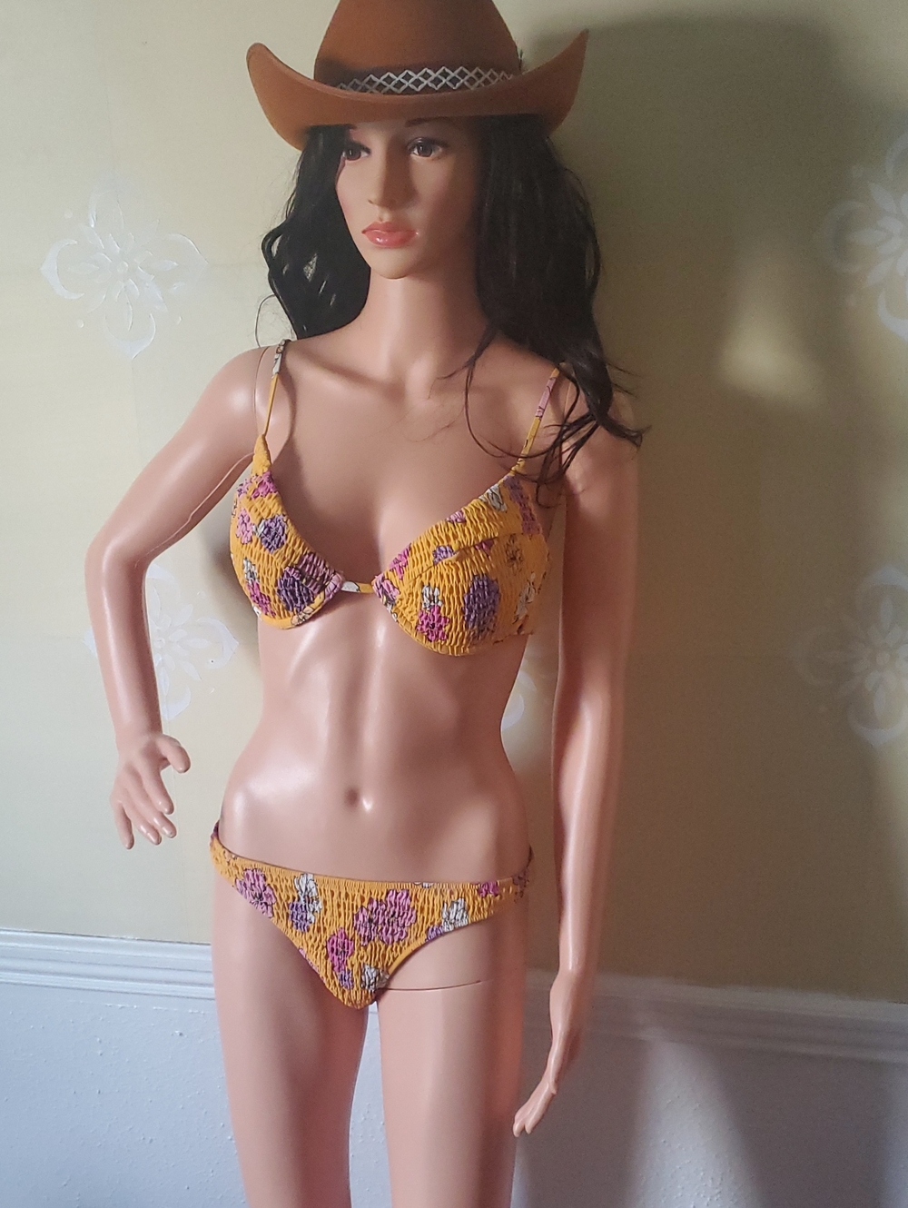 White Fox Boutique Yellow Floral Bikini Set